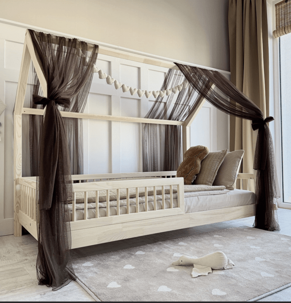 Velo da letto a casetta in tulle, per tetto orizzontale - Cioccolato • Halona