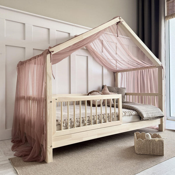 Velo da letto a capanna per tetto a punta a forma di A in tulle | Rosa vintage • Laramie