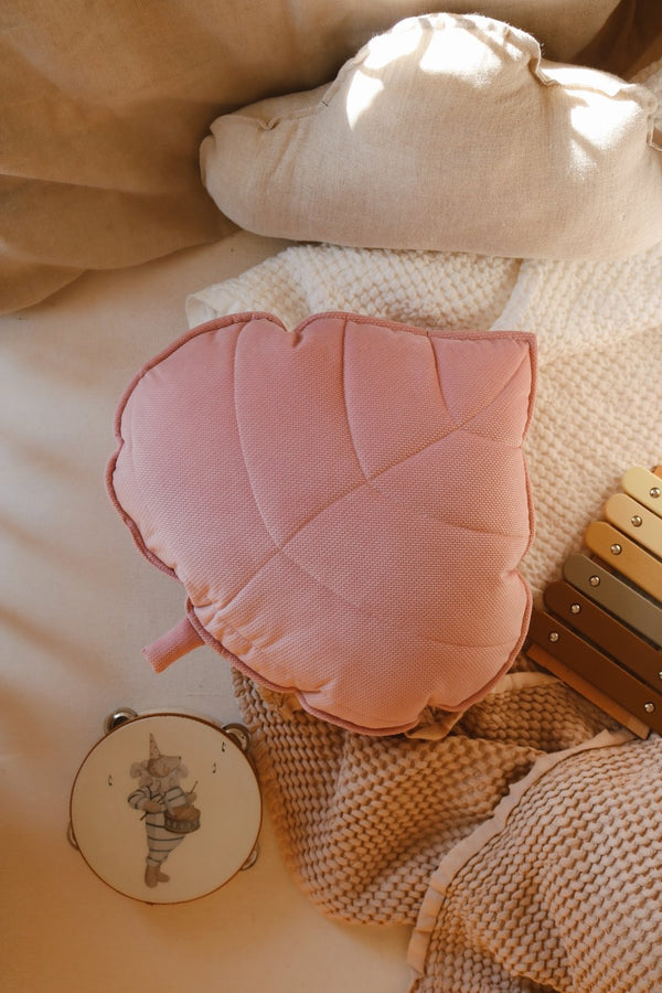 Coussin en velours, Rose • Feuille
