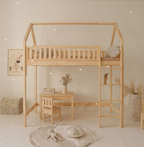 Capanna letto soppalco in legno • Nohr