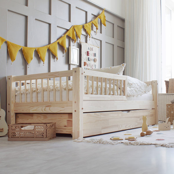 Letto singolo in legno con cassetto • Milie