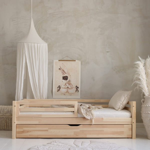 Letto singolo in legno con cassetto • Alma