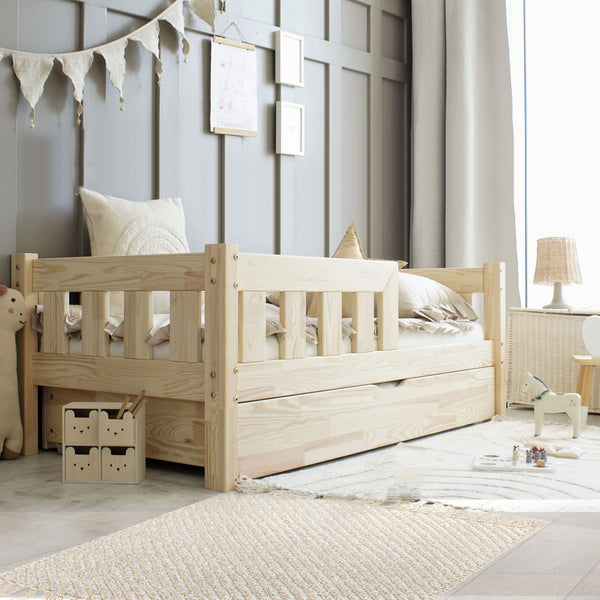 Letto singolo in legno con cassetto • Aya