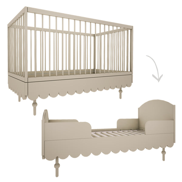 Complet in legno evolutivo 70 × 140 cm con rete regolabile - Olive • Babushka