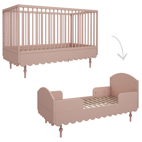 Completo in legno evolutivo 70 × 140 cm con rete regolabile - Rosa • Babushka