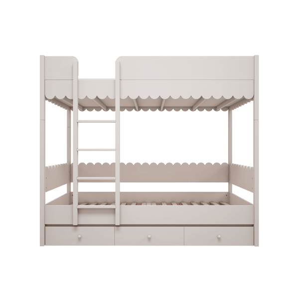 Letto a castello in legno con cassetti - Bianco • Babushka