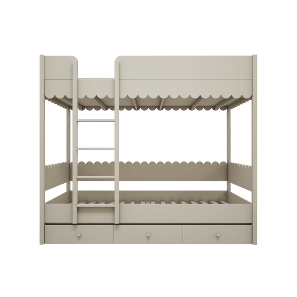 Letto a castello in legno con cassetti - Bianco • Babushka