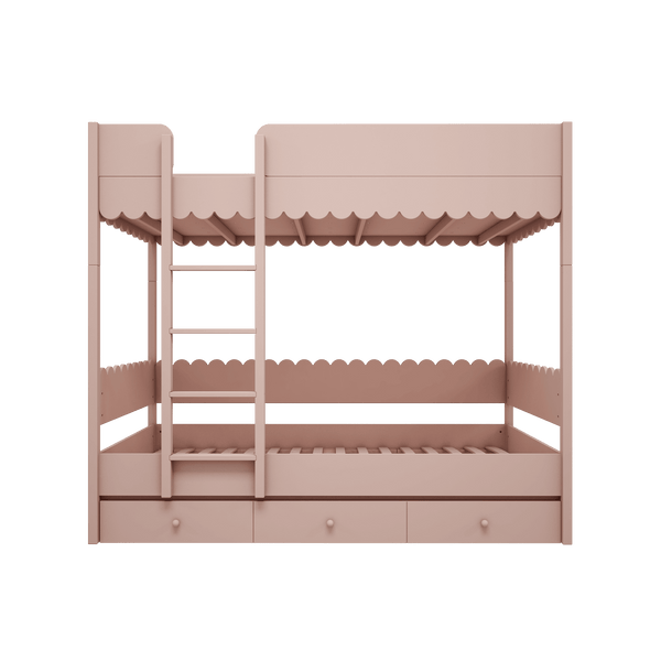 Letto a castello in legno con cassetti - Bianco • Babushka