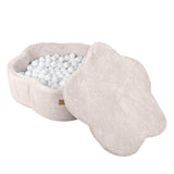 Piscine à balles Fleur 90x30 cm avec son tapis de jeu en Corduroy à larges côtes Aesthetic, 200 balles – Écru | Balles au choix
