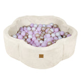 Piscine à balles Fleur 90x30 cm avec son tapis de jeu en Corduroy à larges côtes Aesthetic, 200 balles – Crème | Balles au choix