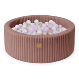 Piscine à balles ronde 90x30cm en velours côtelé Churros, 200 balles – Rose | Balles au choix