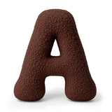Large Bearly alphabet cushion in curly wool-effect plush - Brown | Choose your letter