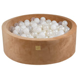 Piscine à balles ronde 90cm en velours Doudou - Caramel | Balles au choix