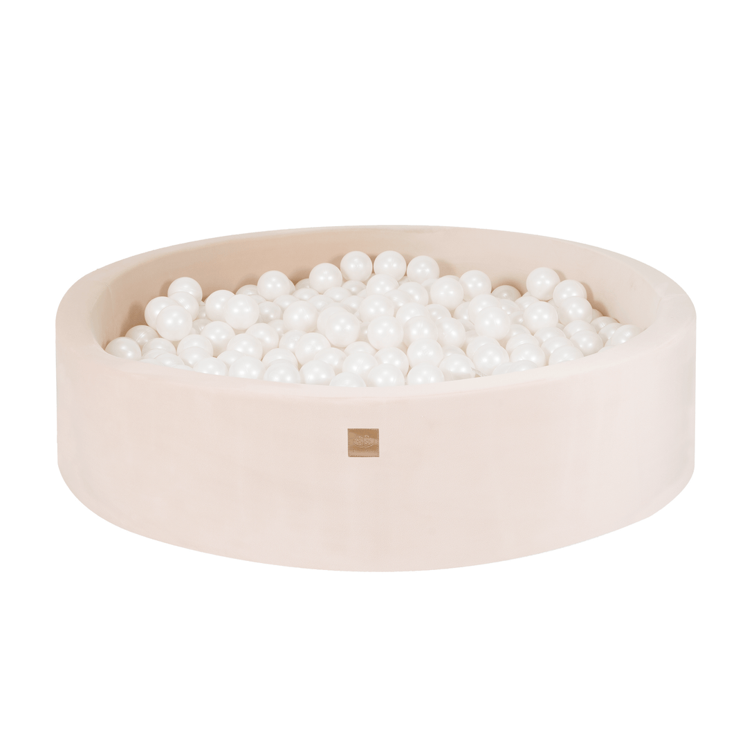 Meowbaby Velvet Foam Large Baby Ball Pit Ecru | Balls to Choose