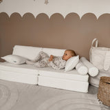 Divano modulare per bambini Mini Tobias+ 120cm in tessuto bouclé | 8 pezzi