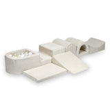 Parcours de motricité 6 pièces avec mini piscine à balles en Corduroy - Beige | Balles au choix