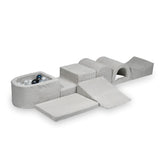 Parcours de motricité 6 pièces avec mini piscine à balles en Corduroy - Gris clair | Balles au choix