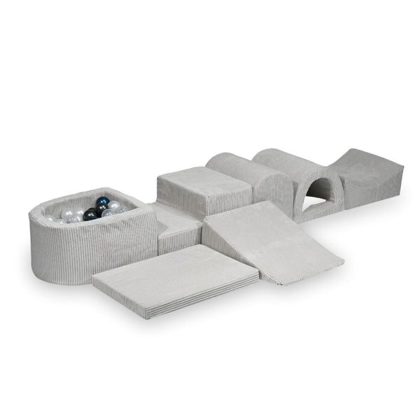 Foam playground 6 pieces with mini ball pool in Corduroy Tobias - Gray | Balls of choice