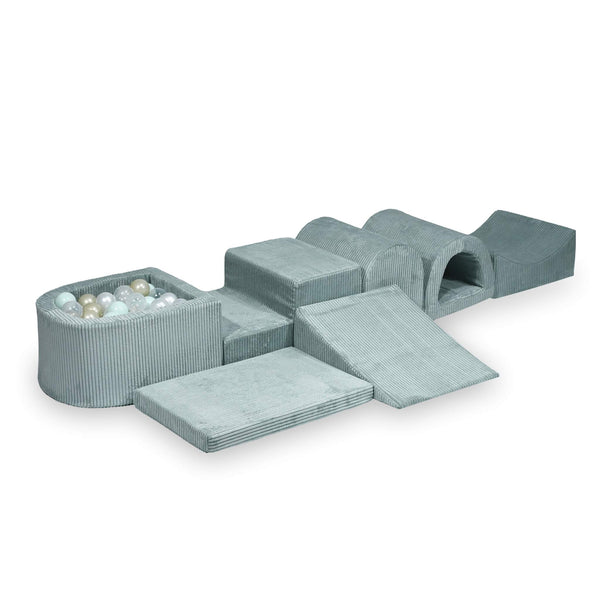 Foam playground 6 pieces with mini ball pool in Corduroy Tobias - Mint | Balls of choice