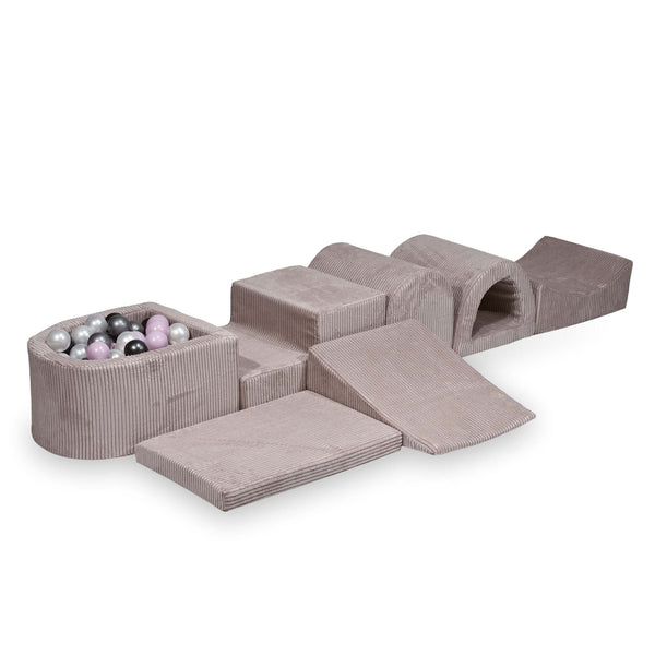 Foam playground 6 pieces with mini ball pool in Corduroy Tobias - Pink | Balls of choice