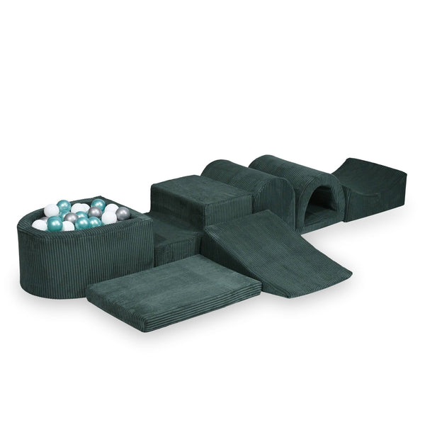 Foam playground 6 pieces with mini ball pool in Corduroy Tobias - Green | Balls of choice