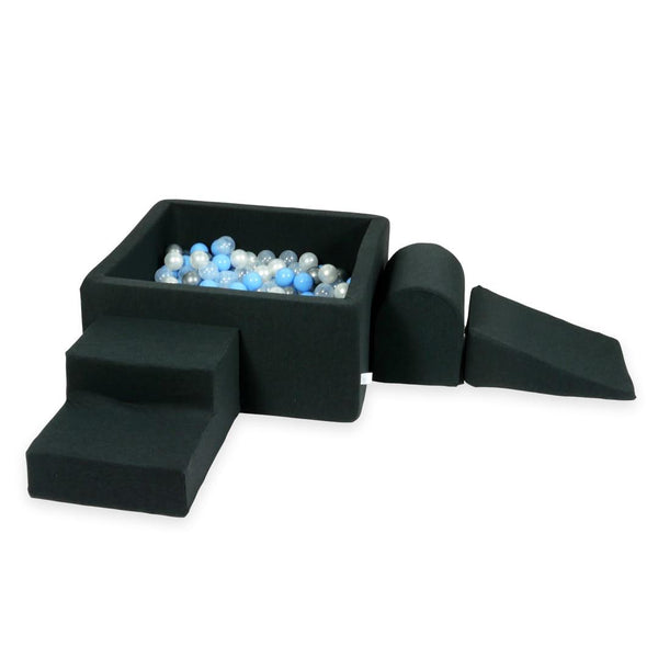 Parcours de motricité 3 pièces avec piscine à balles carrée en jersey - Graphite | Balles au choix