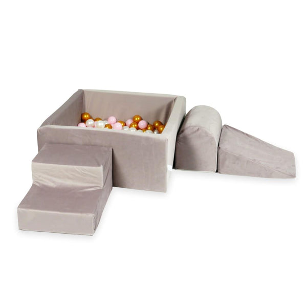 Parcours de motricité 3 pièces avec piscine à balles carrée en velours épais - Lilas foncé | Balles au choix