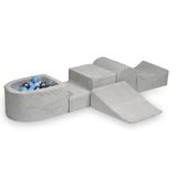 Parcours de motricité 4 pièces avec mini piscine à balles en Corduroy - Gris clair | Balles au choix