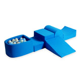 Parque de espuma 4 piezas con mini piscina de pelotas de jersey - Azul | Pelotas a elegir