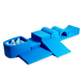 Parque de espuma 6 piezas con mini piscina de pelotas de jersey - Azul | Pelotas a elegir