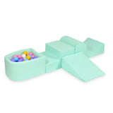 Parque de espuma 4 piezas con mini piscina de pelotas en jersey - Menta | Pelotas a elección