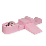 Parque de espuma 4 piezas con mini piscina de pelotas de jersey - Rosa | Pelotas a elegir