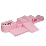 Parque de espuma 6 piezas con mini piscina de pelotas de jersey - Rosa | Pelotas a elegir