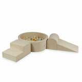 3-piece motor skills course with round jersey ball pool - Beige