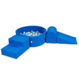 3-piece motor skills course with round jersey ball pool - Blue