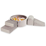 3-piece motor skills course with round ball pool in thick velvet - Dark lilac
