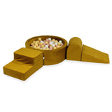 3-piece motor skills course with round thick velvet ball pool - Gold