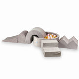 Foam playground 5 pieces with 90cm ball pit in thick velvet - Dark lilac | Balls of your choice