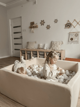 Piscine à balles carrée en jersey, 2 tailles - Beige | Balles au choix