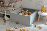 Piscine à balles carrée en velours épais, 2 tailles - Gris | Balles au choix