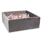 Piscine à balles carrée en velours épais, 2 tailles - Lilas foncé | Balles au choix