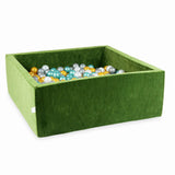 Square Velvet Ball Pool, 2 Sizes - Olive