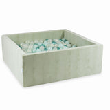 Square velvet ball pit, 2 sizes - Grayish pistachio