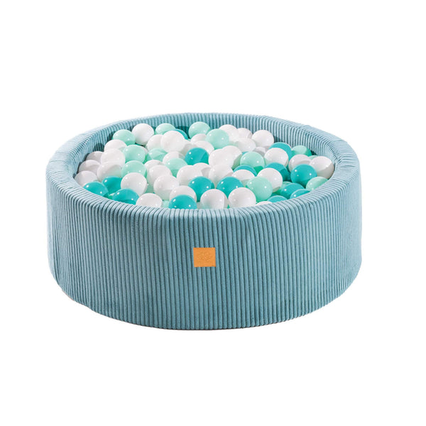 Piscine à balles ronde en Corduroy, 90cm - Turquoise