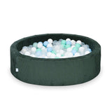 Piscine à balles ronde XL 110cm en corduroy à larges côtes Tobias - Vert | Balles au choix