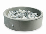 Piscine à balles ronde XL 110cm en velours épais - Gris | Balles au choix