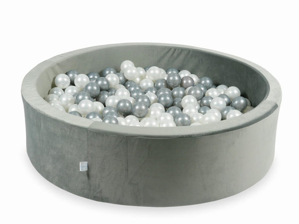 Piscine à balles ronde en velours épais XL, 110cm - Gris