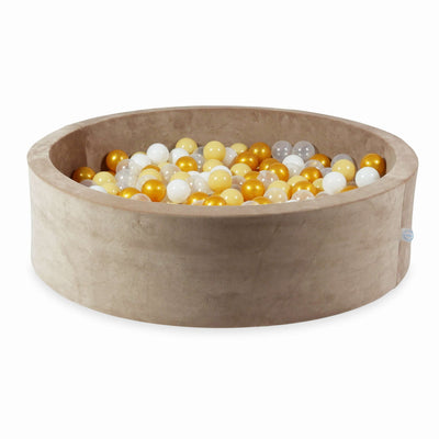 Piscine à balles ronde en velours XL, 110cm - Marron glacé