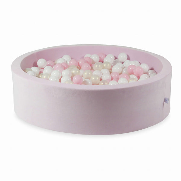 Piscine à balles ronde en velours XL, 110cm - Rose