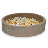 Piscine à balles ronde XXL 130cm en corduroy à larges côtes Tobias - Toffee | Balles au choix